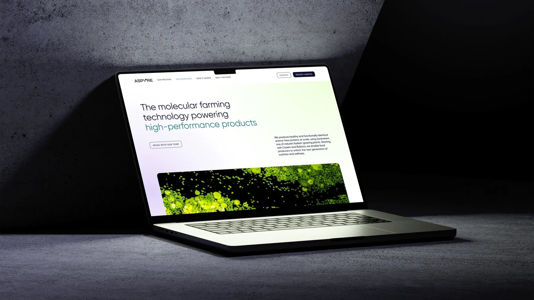 The Aspyre homepage on a laptop