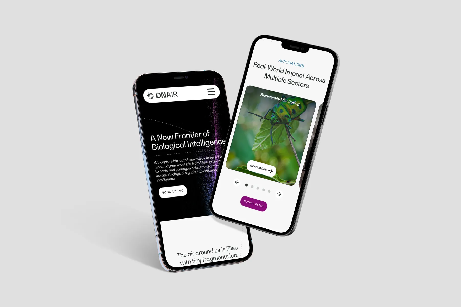 The DNAir site on mobile