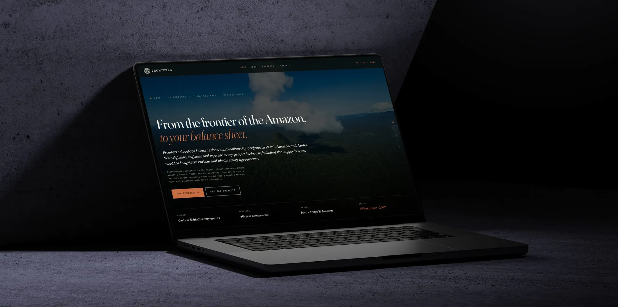 The Fronterra homepage on a laptop