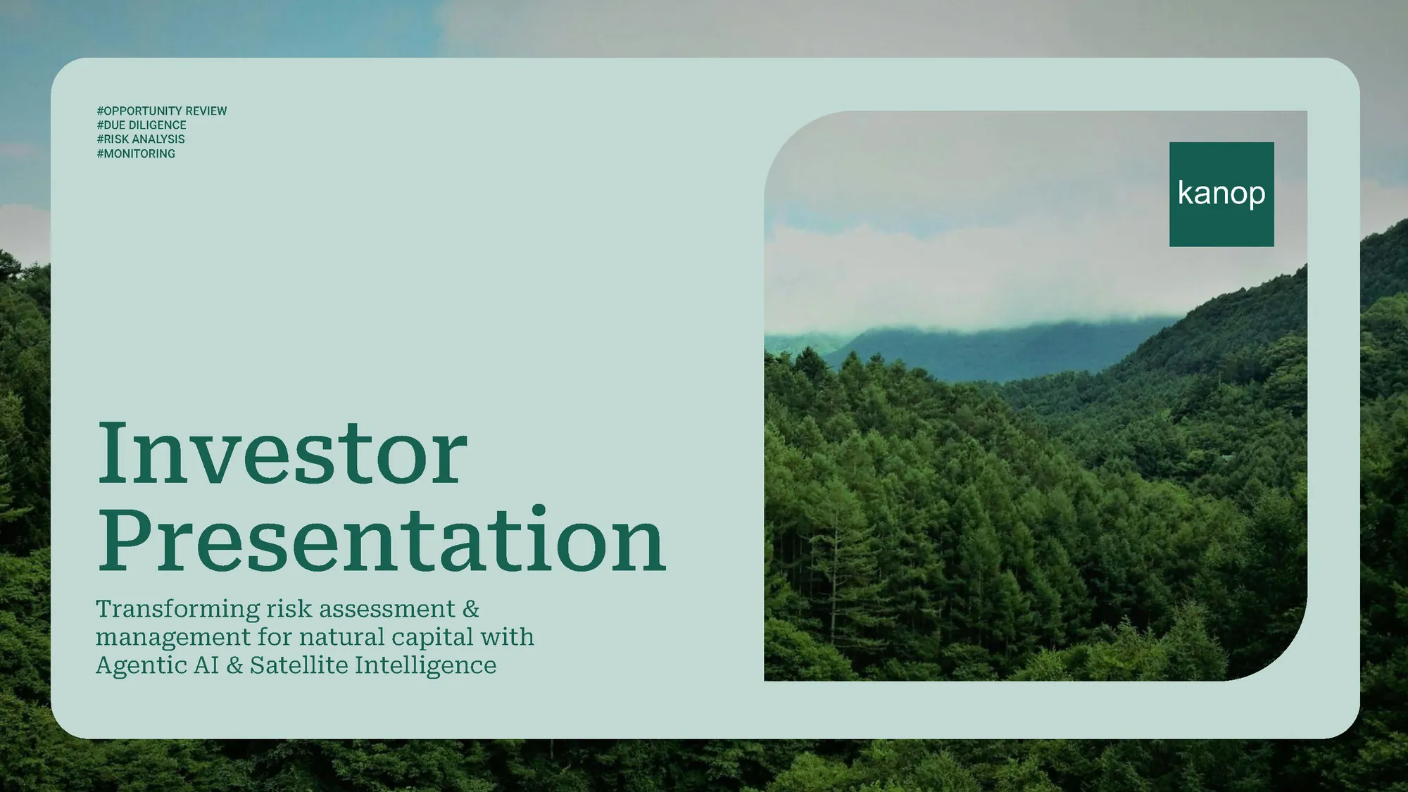 The cover of the Kanop investor deck